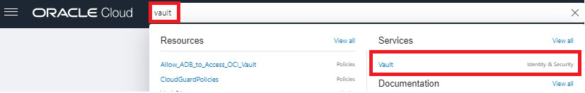 How To Enable Database Management For Oracle Cloud Databases Vault Search
