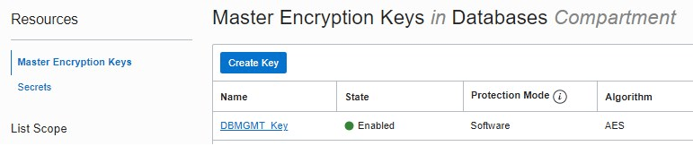 How To Enable Database Management For Oracle Cloud Databases Master Encryption Keys