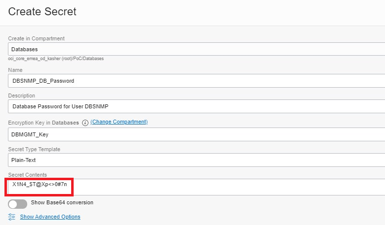 How To Enable Database Management For Oracle Cloud Databases Create Secret