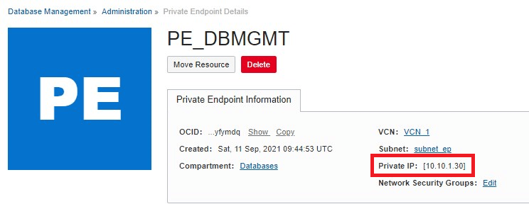 How To Enable Database Management For Oracle Cloud Databases Private Endpoint Details