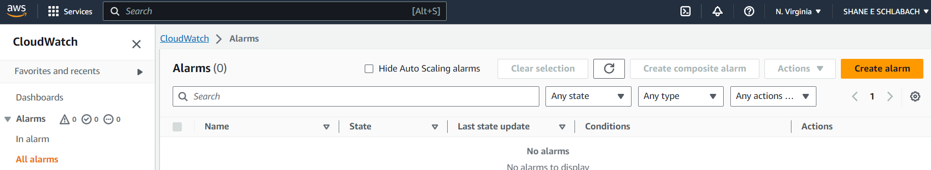 AWS Account Setup First Steps Create Alarm