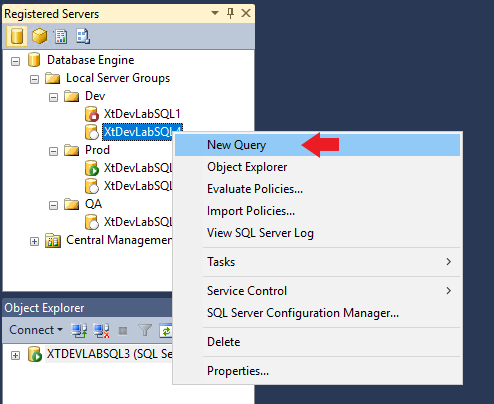 Registered Servers and Centrally Managed Servers query specific instance