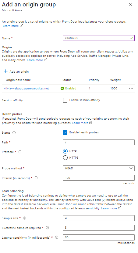 Deploying Azure Front Door with a Web Application Firewall using Custom Rules Add An Origin Group