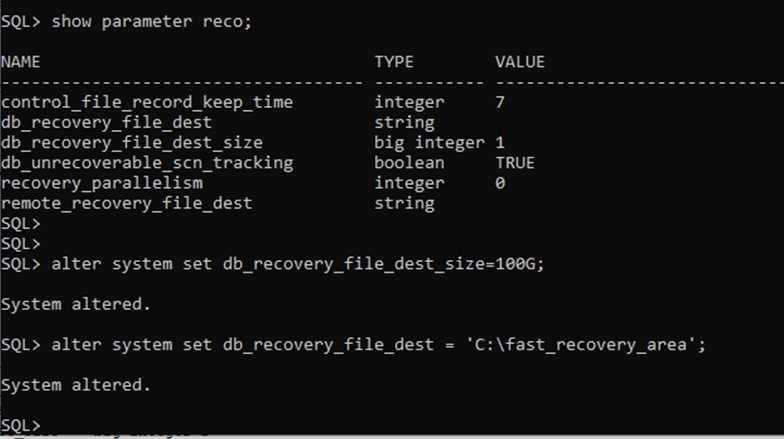 Creating and Sizing the Oracle Fast Recovery Area Set db_recovery_file_dest