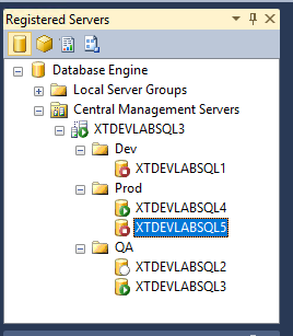 Registered Servers and Centrally Managed Servers registered folders