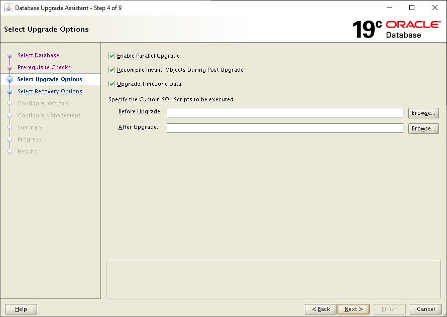 Oracle 12c to 19c Database Upgrade Manual Select Upgrade Options