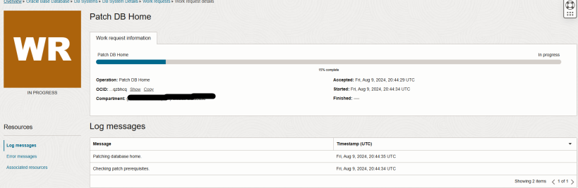 Database Patching in Oracle Cloud Pre-Check Running