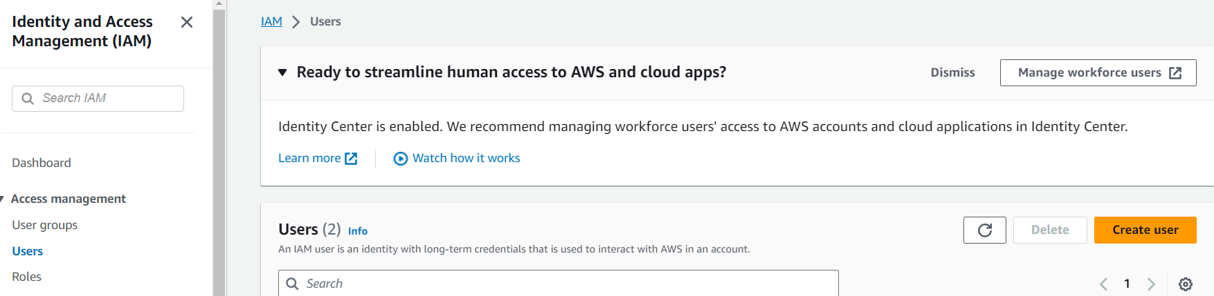 WS Account Setup First Steps Create Users