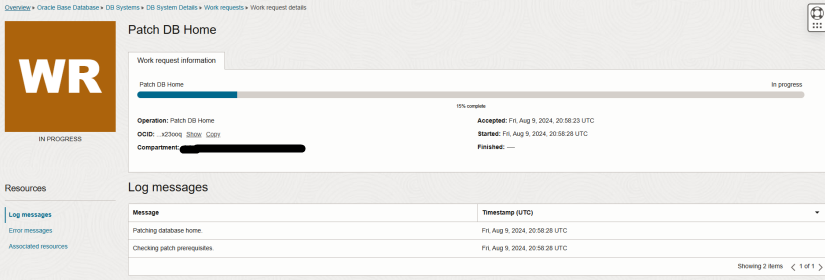 Database Patching in Oracle Cloud Apply Running