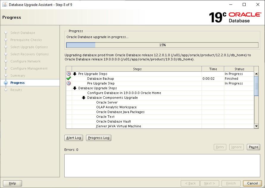 Oracle 12c to 19c Database Upgrade Manual Complete Upgrade Progress