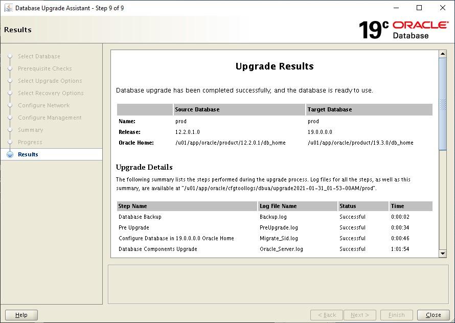 Oracle 12c to 19c Database Upgrade Manual Review Results