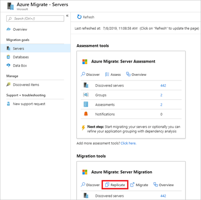 Azure Migrate Page in Azure Portal