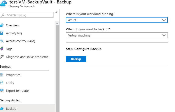 Configuring Azure Backup Workload