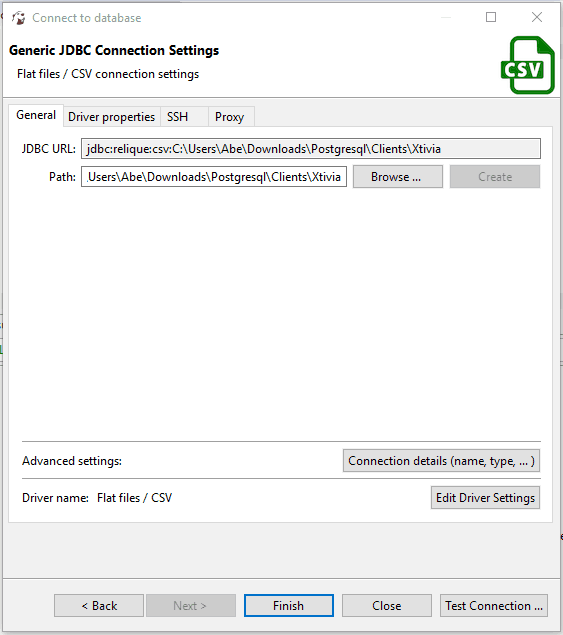 Connecting to delimited File select folder