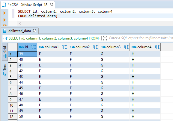 Connecting to delimited File select data