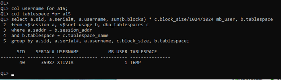 Create Temporary Tablespace Check if Users Use Old Default Temporary Tablespace