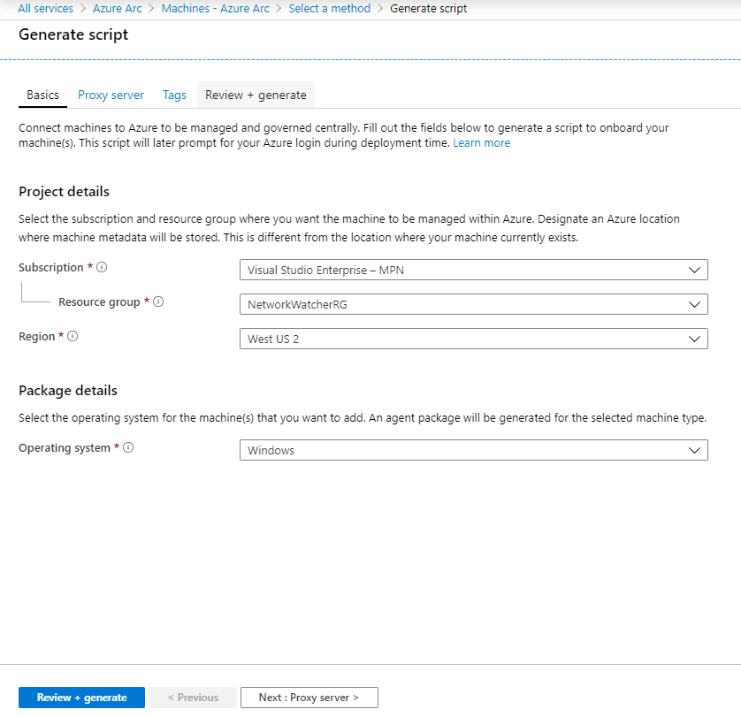 How to Install Agent for Hybrid Management via Azure Arc - project detail page 10