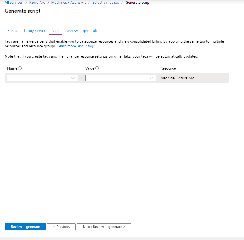 How to Install Agent for Hybrid Management via Azure Arc - tags page 14