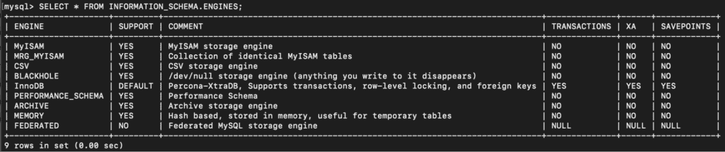 MySQL Deadlocks InnoDB Engine support commands