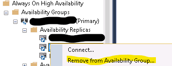 availability replicas node remove from AG