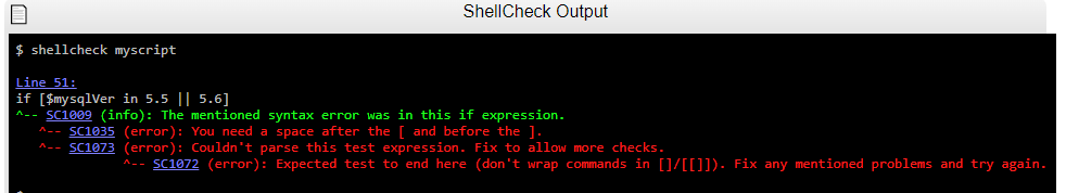 Bash Scripting Shellcheck Output