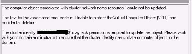 cluster network name could not update