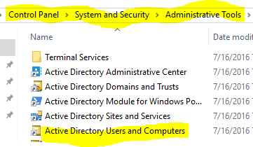 control panel active directory