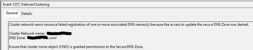 failed registration access secure DNS Zone