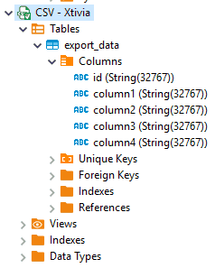 new connection csv file as table