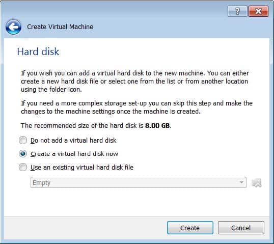 new virtual hard disk