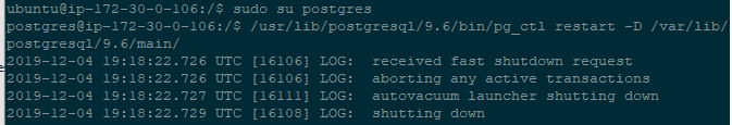 postgres user and restart database